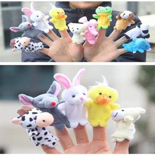 10PCS Christmas Birthday Gift Cute Cartoon Biological Animal Finger Puppet Plush Toys Child Baby Favor Dolls Toys for Children