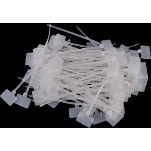 100Pcs Nylon Self Locking Wire Zip Ties Write Wire Power Cable Label Tag Nylon Self-Locking Tie Network Cable Marker Cord Wire