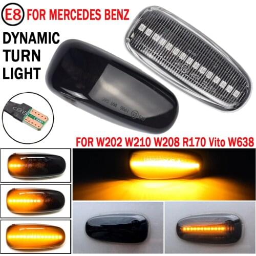 2pcs LED Dynamic Side Marker Light Sequential Flowing Turn Signal Lamp For Mercedes Benz W210 W202 CLK W208 SLK R170 W638