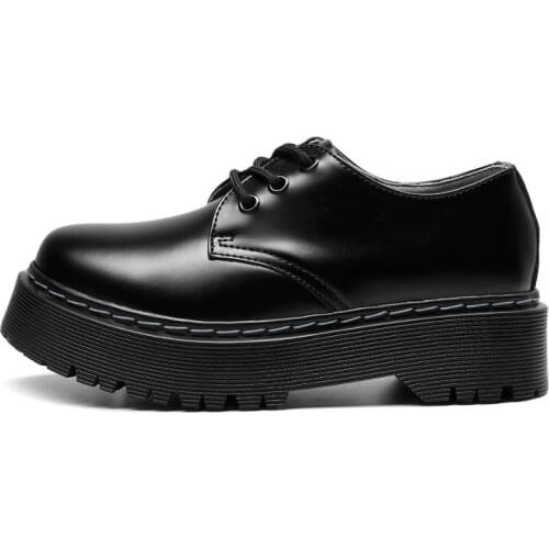 2020 Oxford Shoes for Women Bright Genuine Leather Platform Women Shoes Thick Bottom Motorcycle Shoes