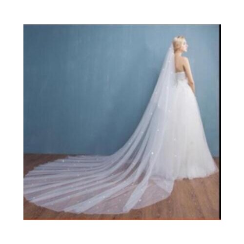 3 Meter White Ivory Cathedral Wedding Veils Lace Edge Bridal Veil with Comb Wedding Accessories Bride Veu Wedding Veil