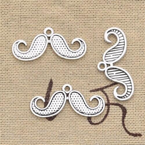 30pcs Charms Mustache Beard 13x30mm Antique Bronze Silver Color Pendants Making DIY Handmade Tibetan Bronze Silver Color Jewelry
