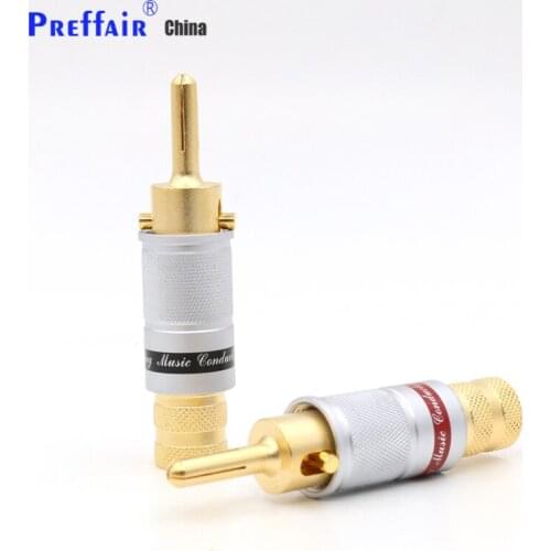 4PCS CMC 6008 Lockable banana plug speaker cable plug hifi Screw locking