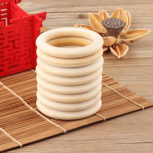 5pcs 70mm Wooden Baby Teething Rings Infant Teether Toy DIY Accessories For 3-12 Month Infants Tooth Care Products
