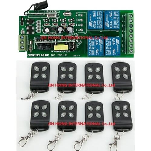 85v~250V 110V 220V 230V 4CH RF Wireless Remote Control Relay Switch Security System Garage Doors, Rolling & 8pcs Transmitter