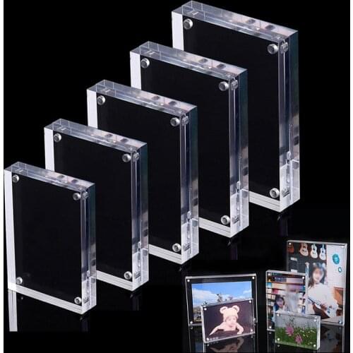 Acrylic Photo Frame Pendant Home DecorDual-faced Clear Crystal Photo Holder Frame Desk Acrylic Magnet Picture Place Right Angle