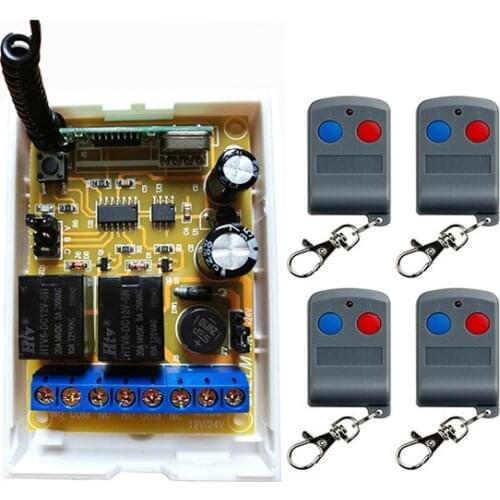 DC12V DC24V 2CH RF Remote Control Switch System Transmitter +Receiver 2ch relay smart home z-wave /lamp/ window/Garage Doors