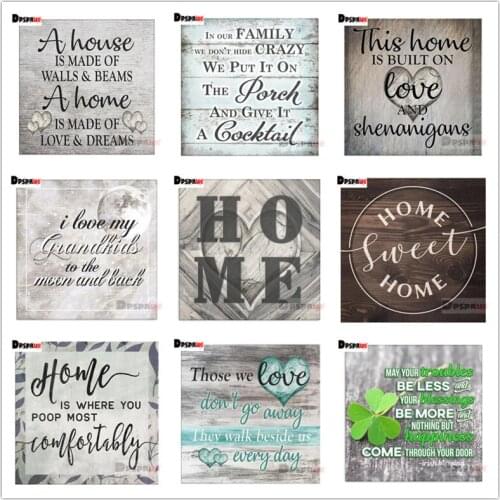 Dpsprue 5D DIY Square/Round Diamond painting Cross stitch Home Text 3d embroidery mosaic Wall sticker Gift Home Decoration D012