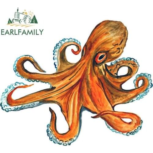 EARLFAMILY 13cm x 10.7cm Octopus Squid Vinyl Window Decal Beach Sea Life Home Decor Sticker Salt Art Gift Car Stickers Graphics
