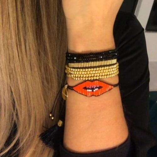 Go2boho Lips Bracelet For Women Jewelry Miyuki Bracelets Friends Gift Mexican Jewellery Bead Pulsera Multilayer Pulseras Mujer