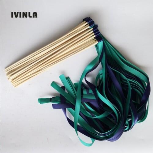 Hot selling 50pcs/lot Dark Blue wedding ribbon wands without bell for wedding party