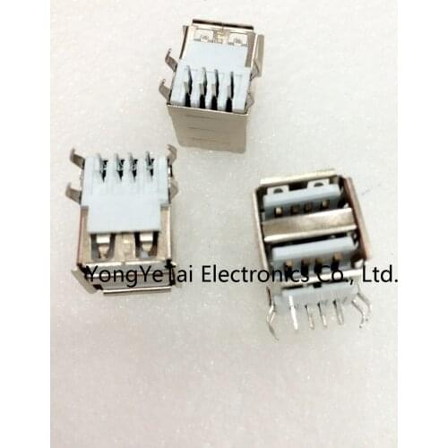 Hot sale Free shipping Double layer USB female seat female head 180 degreeswith overall copper solder feet