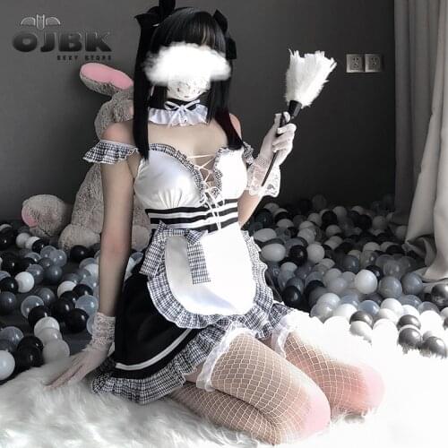 OJBK Sexy Maid Cosplay Costumes Cafe Waitress Erotic Outfit For Women Couple Sex Party Uniform Brush Apron French Attendant New