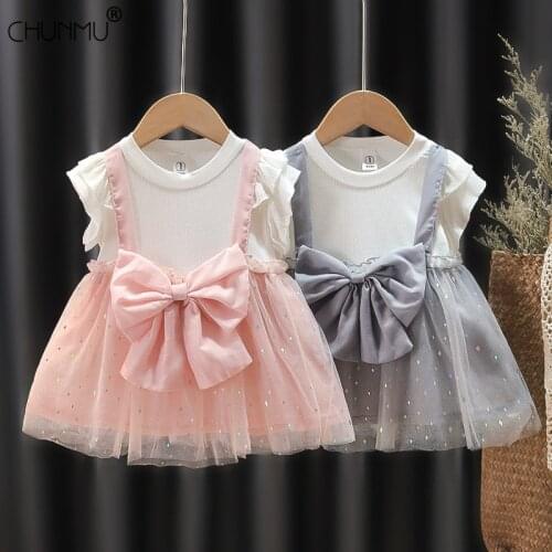 Baby Girls Summer Casual Dresses Toddler Girl Bowknot Princess Costumes Newborn Party Dress Cotton Infant Clothing