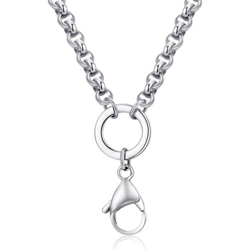 Mesinya 10pcs 24 30'' 4mm width rolo High polished 316L stainless steel chain necklace for locket or pendant