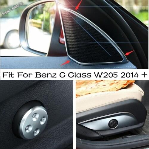 Front Inside Triangle Stereo Speaker Audio / Seat Adjust Memory Button Cover Trim ABS For Mercedes-Benz C Class W205 2014 - 2021
