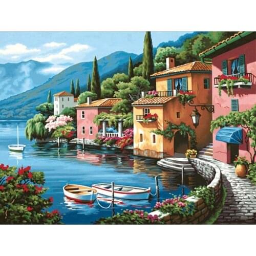 Scenery DIY 5D Diamond Painting Full Round Resin Mosaic Landscape Diamond Embroidery Picture Rhinestone Home Decor Gift
