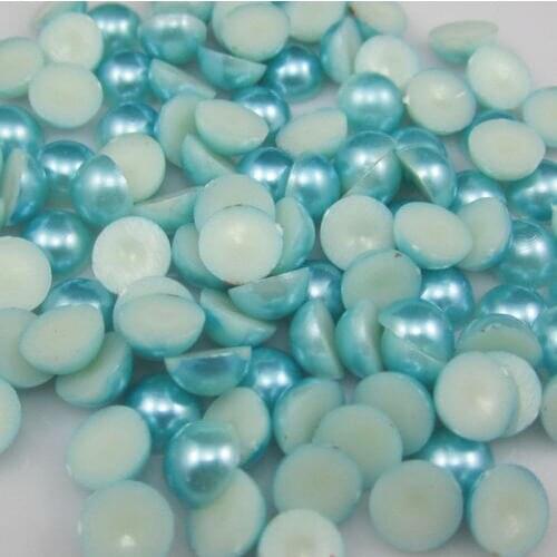 Free Shipping Sky Blue ABS Half Round Flatback Imitation Pearls Beads For DIY Decoration(Pick Size 2/3/4/5/6/7/8/9/10/11/12mm)