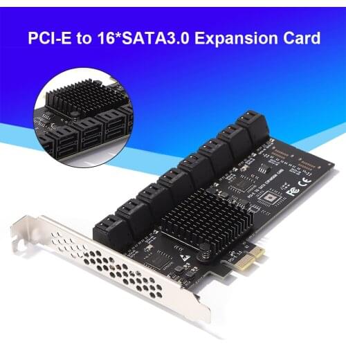 SA3112J PCIE Adapter 16 Port PCI-Express X1 to SATA 3.0 Controller Expansion Card 6Gbps High Speed for Desktop PC