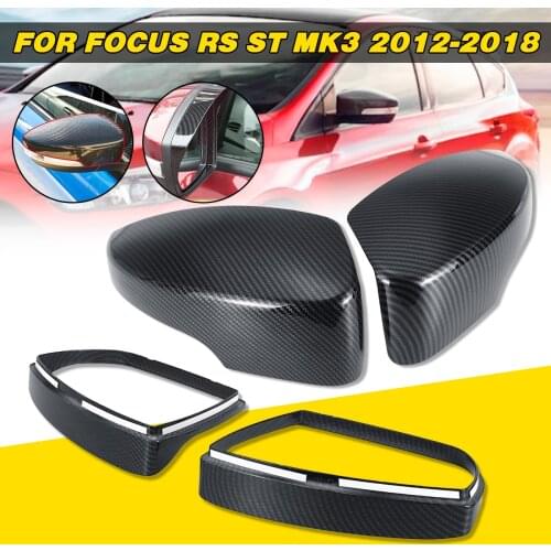 ABS Carbon Fiber Color Side Door Mirror Cover Rainproof Visor Frame Sun Guard Sticker For Ford For Focus RS ST MK3 2012-2018