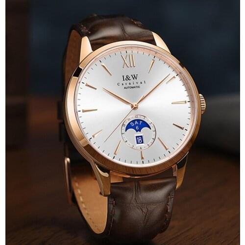 Switzerland Moon phase GMT Tourbillon Mechanical Watch Men MIYOTA Watch Automatic Sapphire Glass Cowhide Band Wristwatch for Men