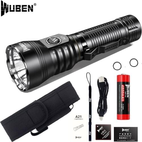 WUBEN A21 Extremely Bright Flashlight XHP70 CREE LED Max 4200 Lumens Type-C Rechargeable 21700 Battery High Power Torch