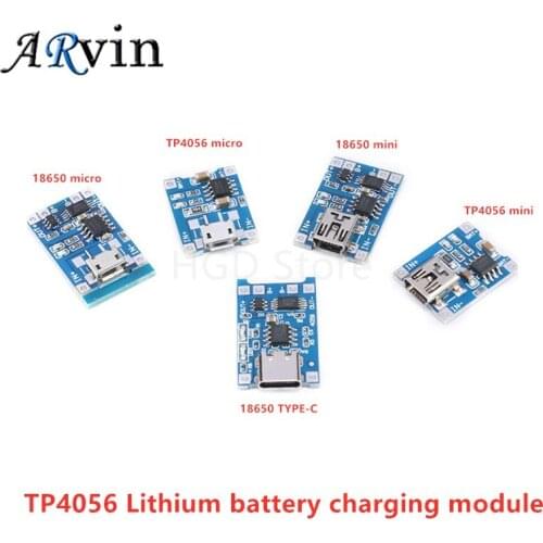5PCS 5V 1A Micro USB 18650 type-c Lithium Battery Charging Board Charger Module+Protection Dual Functions TP4056 18650
