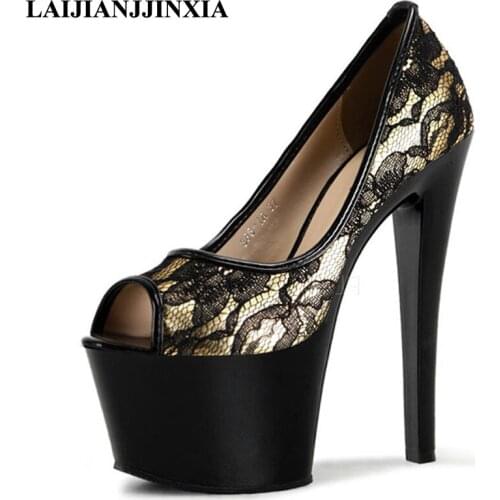 LAIJIANJINXIA Sexy Bud Silk Spring 17cm Thin High Heels Wedding Party Dress Women Pole Dance Shoes Sandals Dancing Shoes