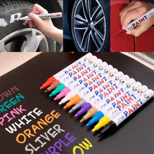 12 Colors Practical White Waterproof Rubber Permanent Paint Marker Pen Car Tyre Tread Environmental Tire Painting Graffti Pen