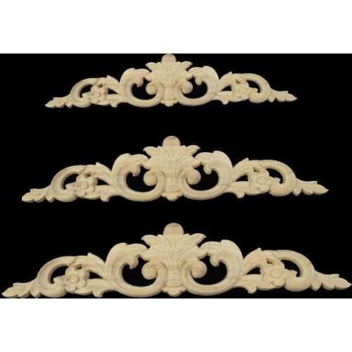 20CM 30CM Retro Vintage Unpainted Wood Carved Decal Corner Applique Frame for Home Furniture Wall Cabinet Door Decorative Crafts