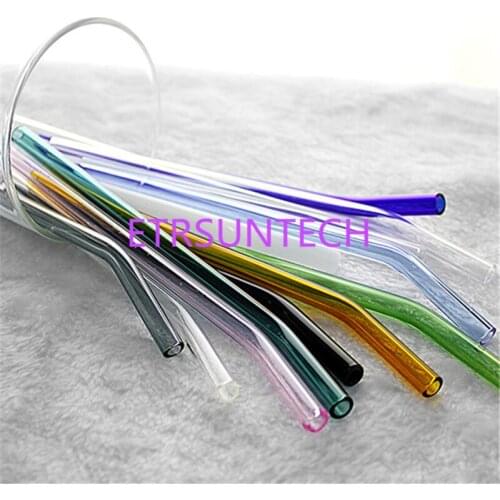 200PCS Colorful Glass Straws Bent 20cm x 8 mm Drinking Straws Reusable Straws Healthy, Reusable, Eco Friendly Factory wholesale