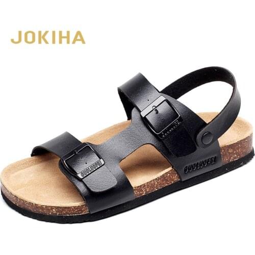 2021 New Mens PU Leather Mule Clogs Slippers High Quality Soft Cork Two Buckle Sandals For Men Big Size Shoes Man
