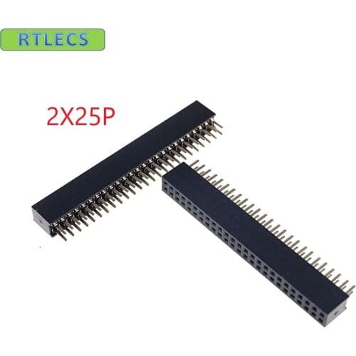300pcs 2x25 P 50 pin 1.27mm Pitch Pin Header Female dual row straight through hole DIP Rohs Lead free