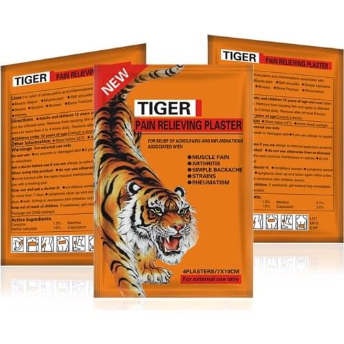 100pcs=25Bags Tiger Plaster Pain Relieving Patch Muscular Pain Stiff Relief Shoulder Pain Relieving Patch Health Care Product