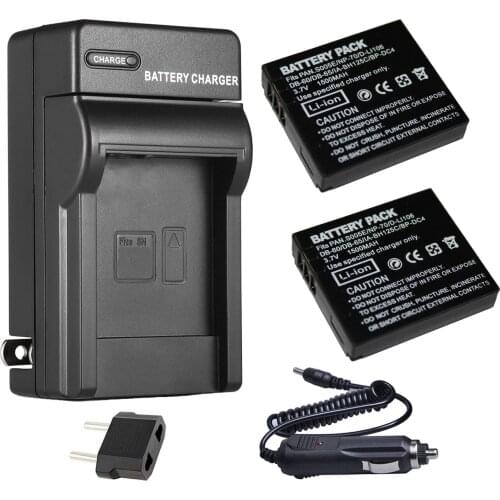 Battery (2-Pack) + Charger for Leica BC-DC4, BP-DC4, BP-DC4-E, BP-DC4-U, BP-DC4-J, BPDC4, BP-DC4E Rechargeable Lithium-ion