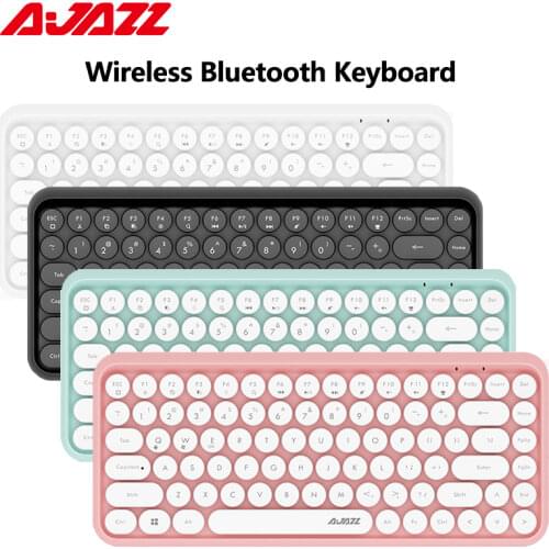 Ajazz 308I Retro Typewriter Round Cap Wireless Bluetooth Keyboard 84 Keys BT Portable Keyboards for PC Laptop Win/iOS/Android