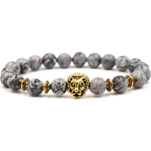 Natural Stone Bracelets Fashion Charm Lion Head Gold Bracelet For Women Or Men Handmade Jewelry Accessories Wholesale
