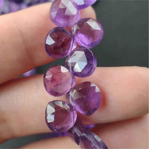 LOOSE BEADS Amethyst heart faceted smooth 6-7mm wholesale 20cm for DIY jewelry necklace