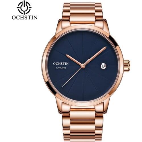 Luxury Top Brand OCHSTIN Mens Mechanical Watch Rose Gold Full Steel Bracelet horloges mannen Dresses Automatic Date Sport Watch