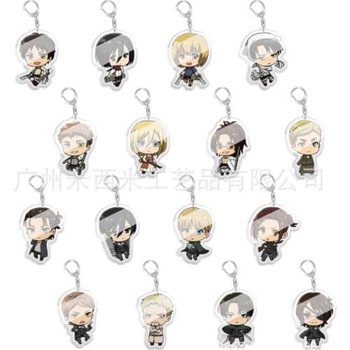 Attack on Titan Keychain Double Sided Acrylic Key Chain Pendant Anime Keychain Accessories Cartoon Key Ring
