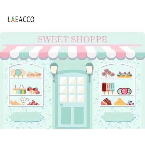 Laeacco Sweet Shoppe Ice Cream Cake Candy Chocolate Donut Photography Backdrops Baby Birthday Party Photo Backgrounds Photocall