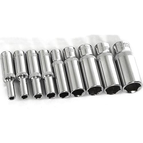 Length 50mm Hex Socket Sleeve Wrench Metric 1/4"(6.35mm) Interface Sockets Bit Hand Tools 4mm-14mm