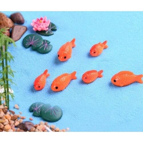 10Pcs Resin Fish Fake Lotus Leaf Flower Miniature Ornament Garden Bonsai Decor