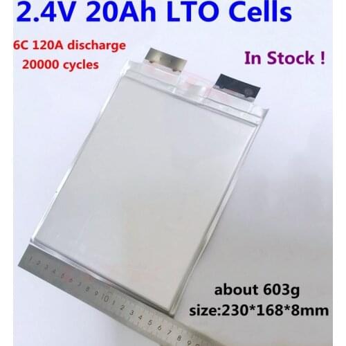 Hot sale!20000 cycles 2.4V 20Ah LTO battery 2.4V 20Ah Lithium Titanate cells 6c fast charge for 12V 24V ebike scooter battery