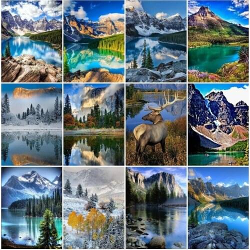 Landsacpe Diamond Painting 5D Diy Handwork Cross Stitch Embroidery Square Round Diamond Wall Art Picture for Living Room Decor