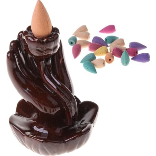 CCeramic Incense Burner Waterfall Backflow Censer Cones Buddhist Home Decoration