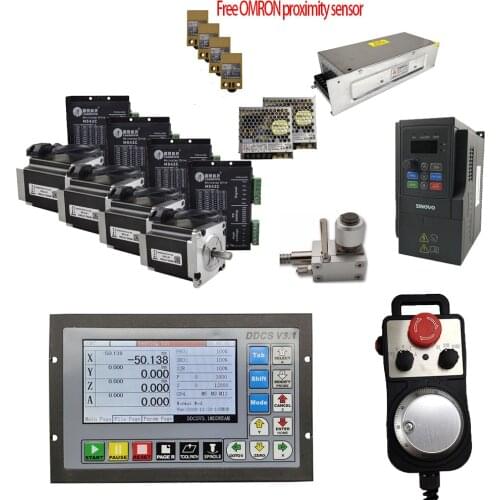 CNC kit ddcsv3.1 4-axis motion control system Leadshine 2.3nm nema23 stepper motor + driver 1.5kw inverter 400W40V power suppl