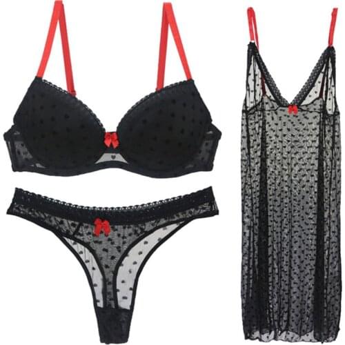 New Top Womens Thong Sexy Underwear Set Black Bras Brassiere Women Lingerie Set Lace Push up Dress Bra and Panty Sets
