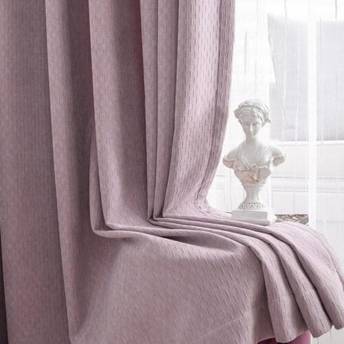 Light Luxury Simple Nordic Style Chenille Shading Curtains for Living Room Bedroom Pink Purple Girl Heart Curtains Decoration