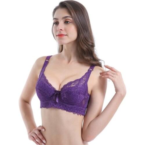 IZICFLY Hot Sale summer Push Up Bra sexy bra new style purple lace underwear for women bra 105D -1 Pcs